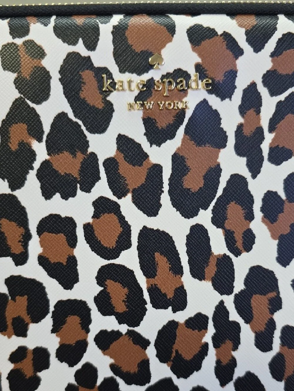 kate spade Leopard Print Zip Pouch in Brown, Black & White